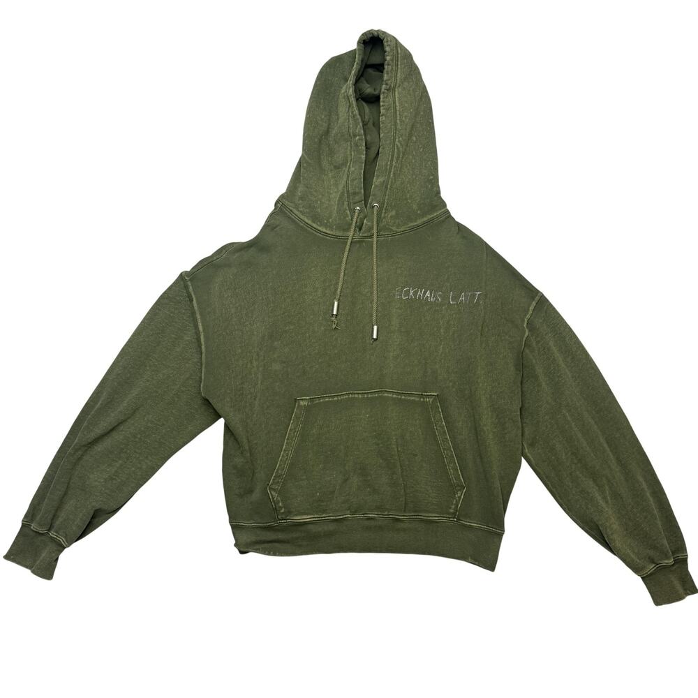 Eckhaus Latta Green Cotton Hoodie Women's Medium Boxy Vintage Streetwear